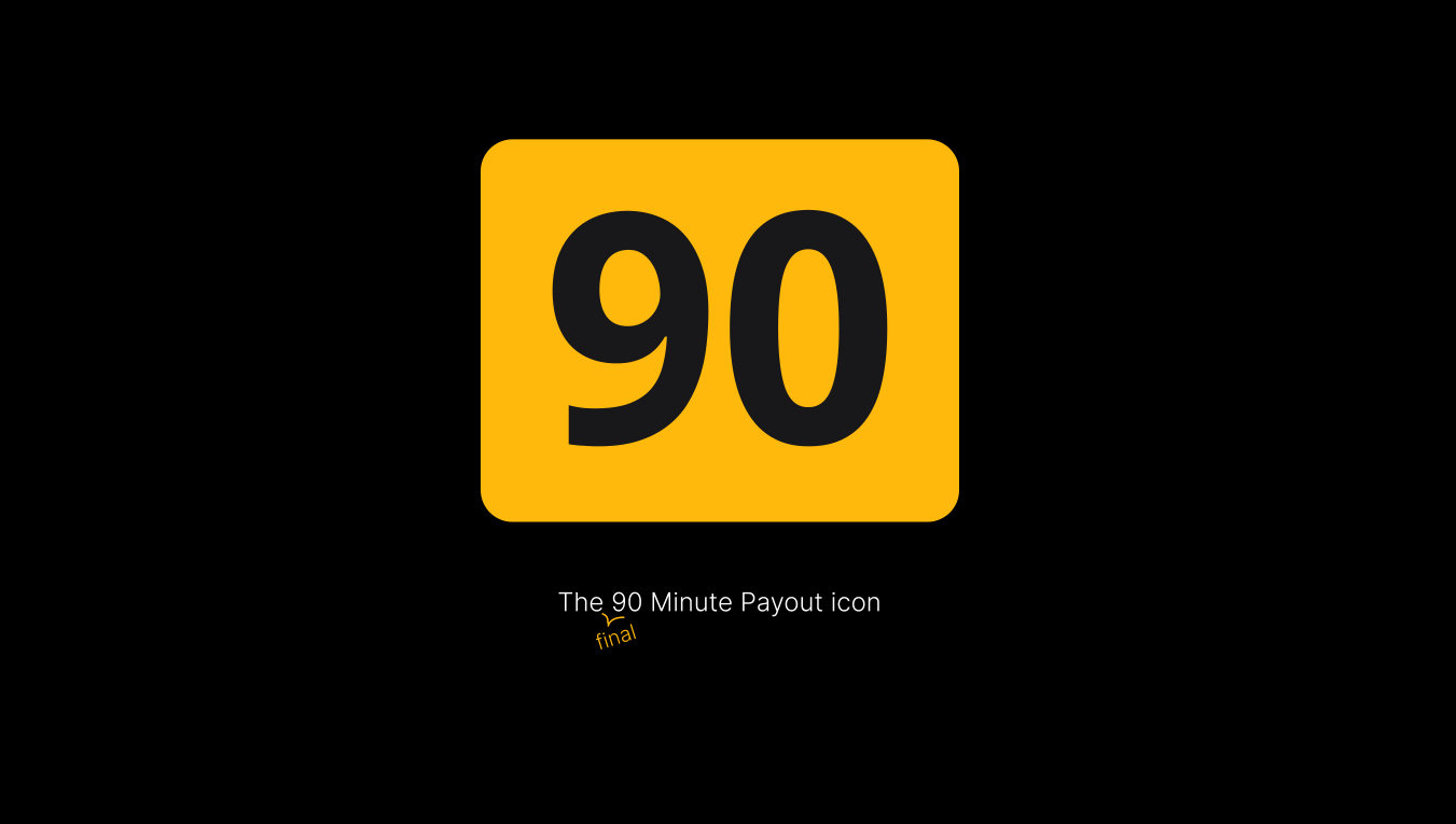 The final 90 Minute Payout icon: a yellow rounded square with '90' in bold black